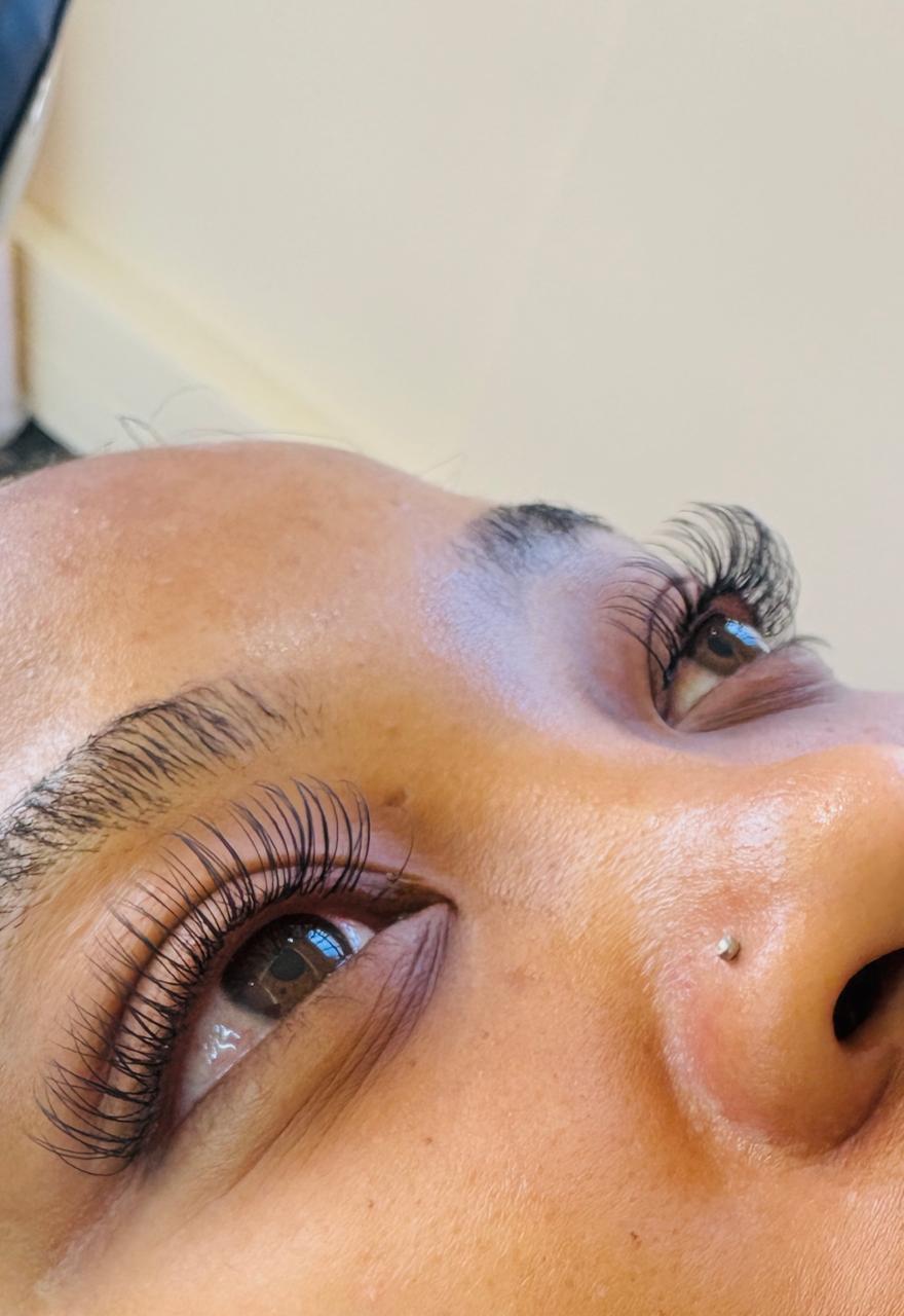 Close-up of Silque Luxe eyelash extensions