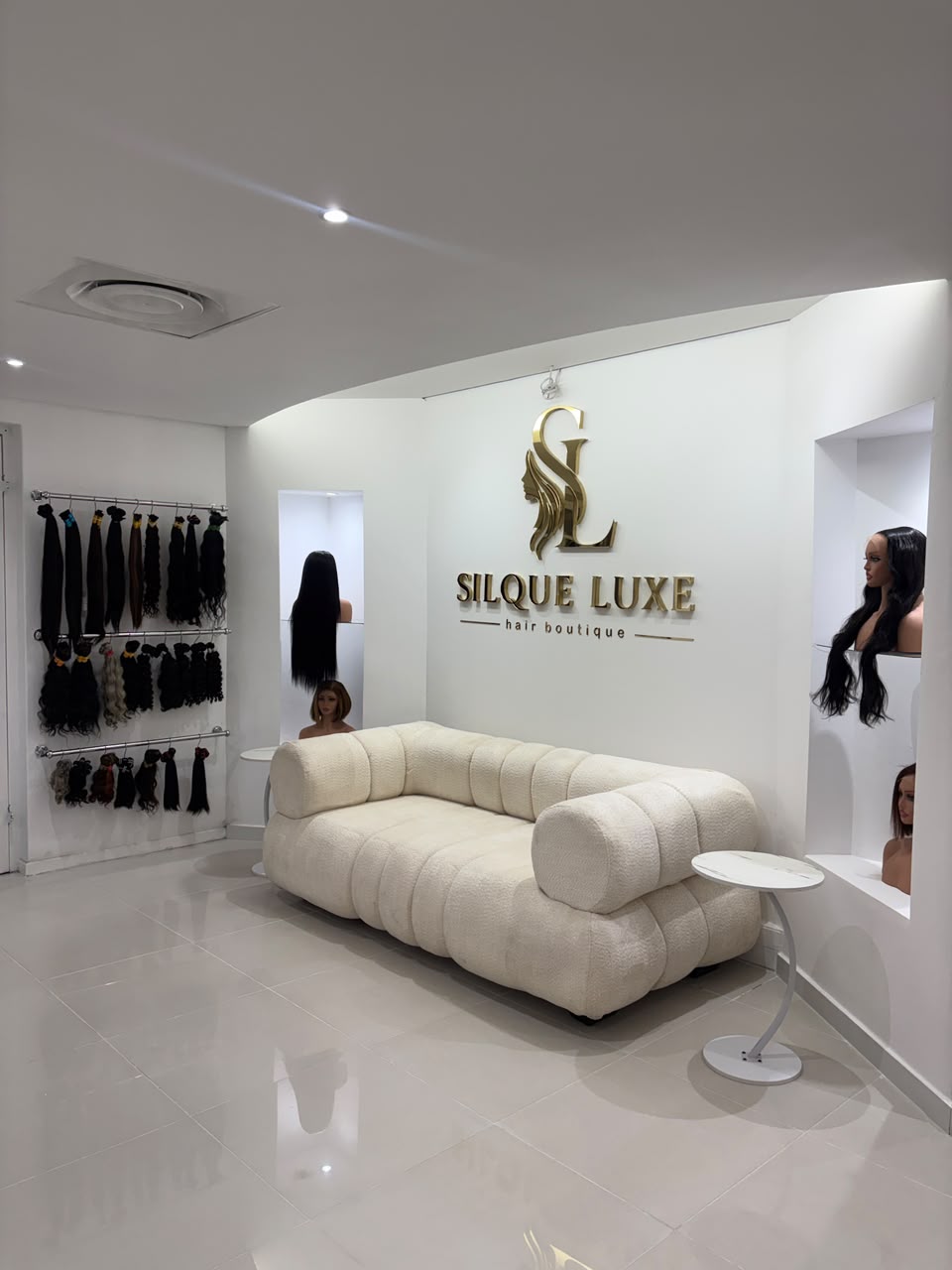 Silque Luxe wig wall and lounge